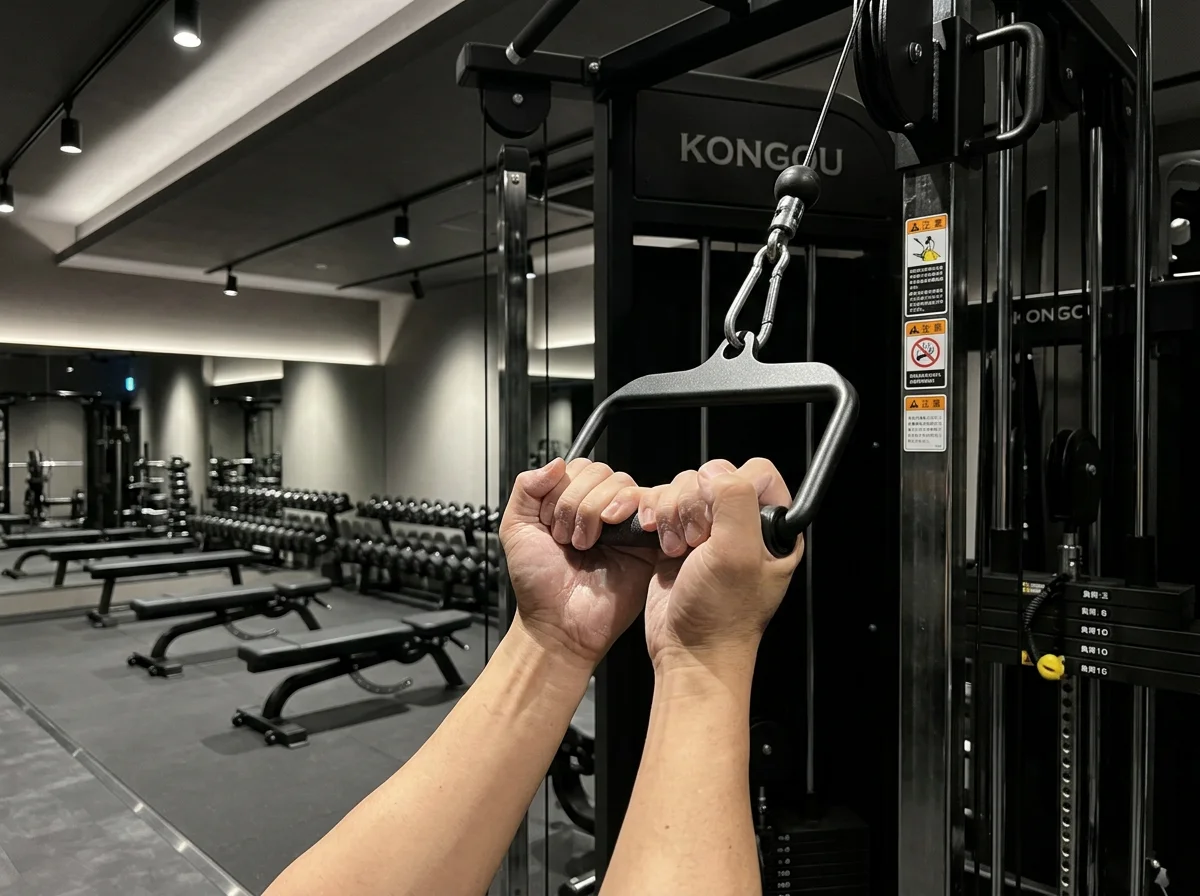 胸と背中を鍛えるためのウエイトスタック式トレーニングマシン